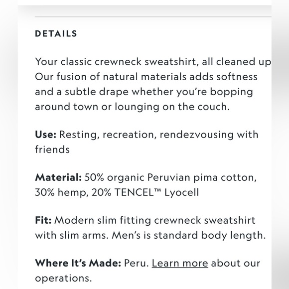 NWT allbirds Men’s  R& R Sweatshirt - Picture 8 of 16